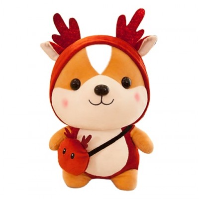 Vietnam wholesales lovely Shiba dog cosplay Reindeer stuffed  plush toys e-co friendly safe for children